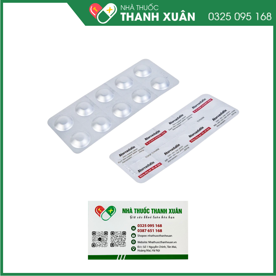 Atorvastatin 20mg TV.PHARM điều trị tăng cholesterol máu và dự phòng tiên phát biến cố mạch vành